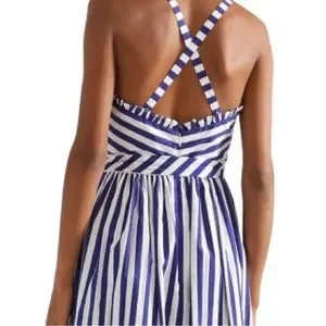 J crew stripe ruffle cotton maxi dress sale